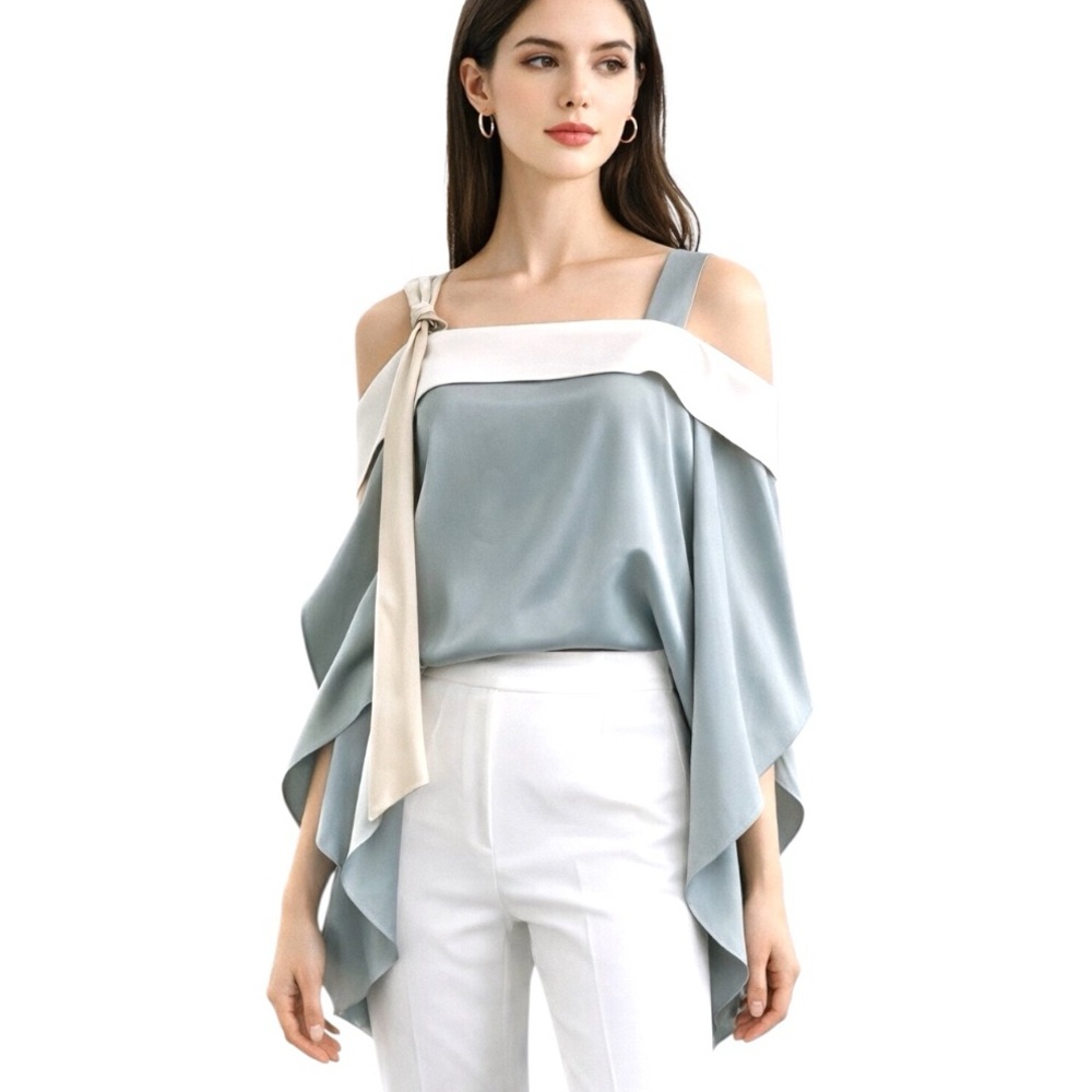 Silky Multi Color Asymmetrical Strappy Top